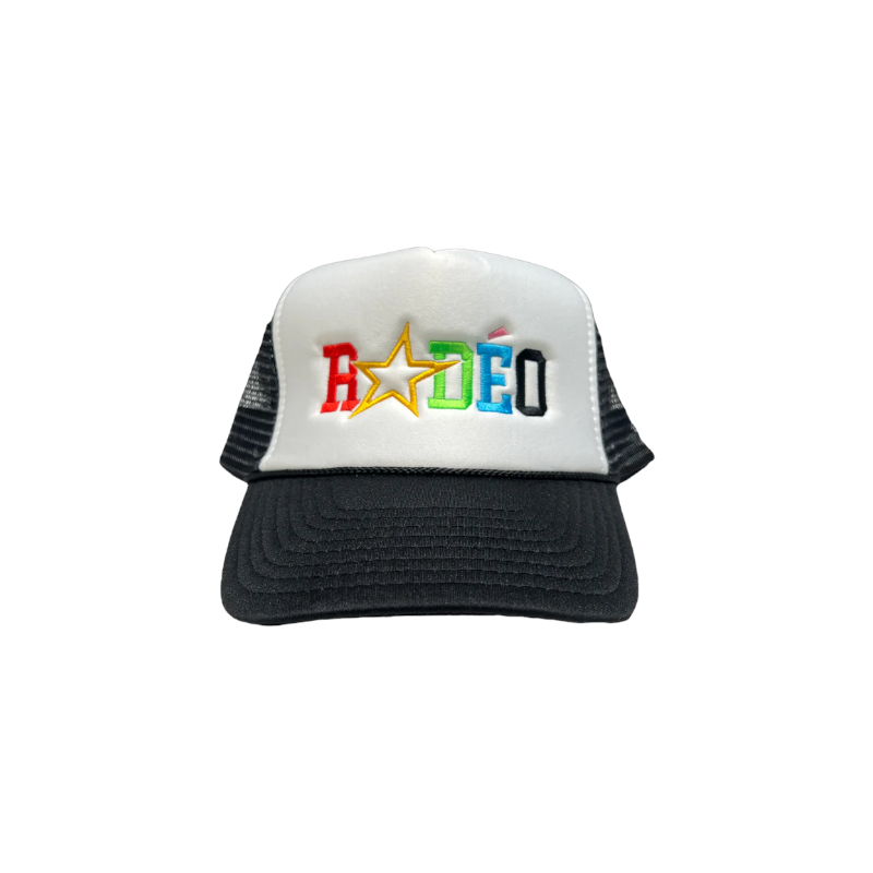 RODÉO ⭐️ MULTICOLOR TRUCKER LOGO HAT- BLACK